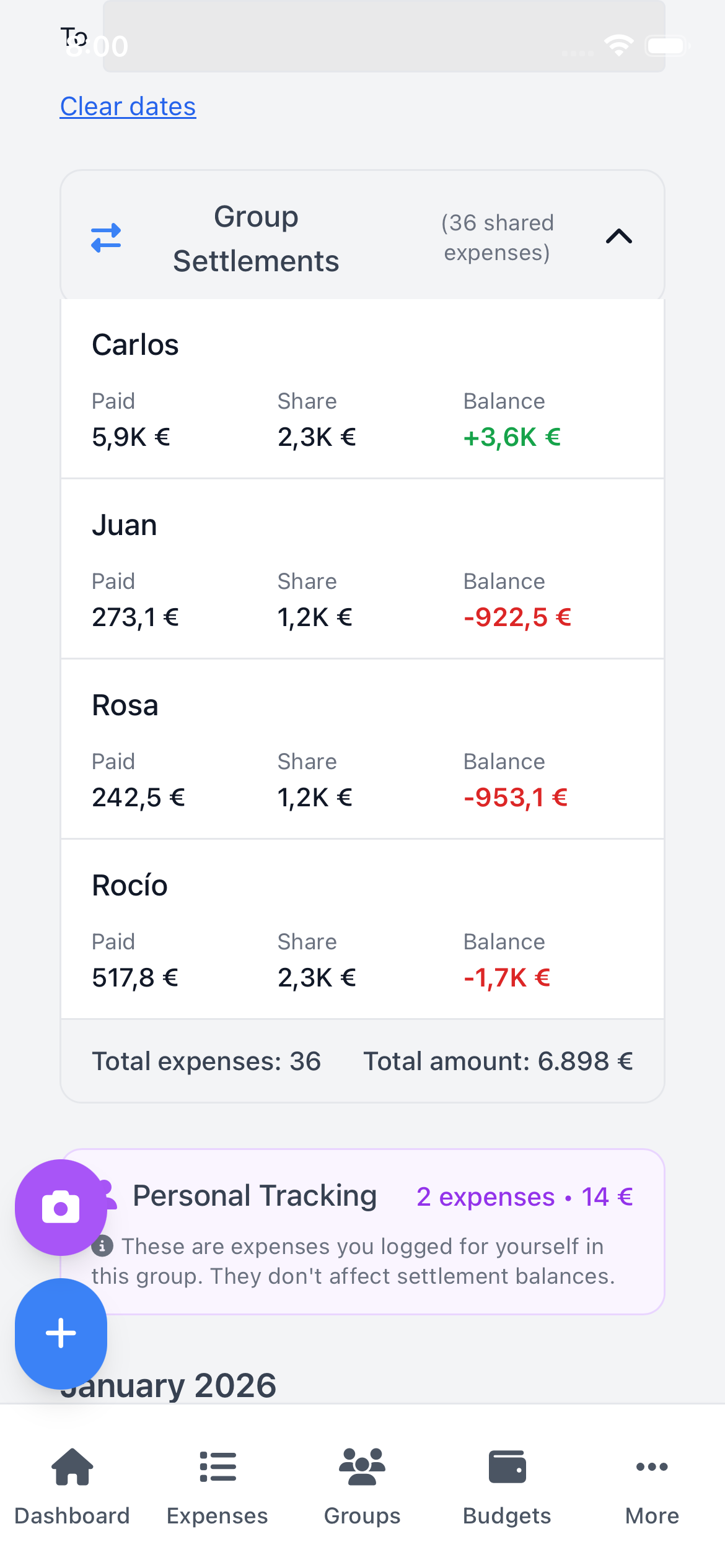 Shared expenses between roommates